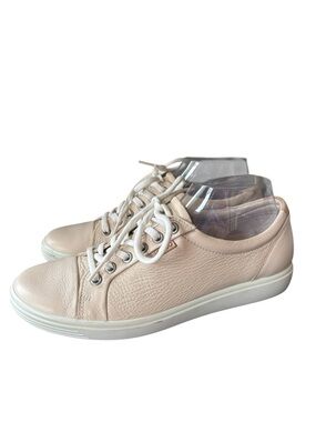 ECCO " Soft  7" Cream Soft Pink Leather Lace Up Sneaker US 9 EU 40